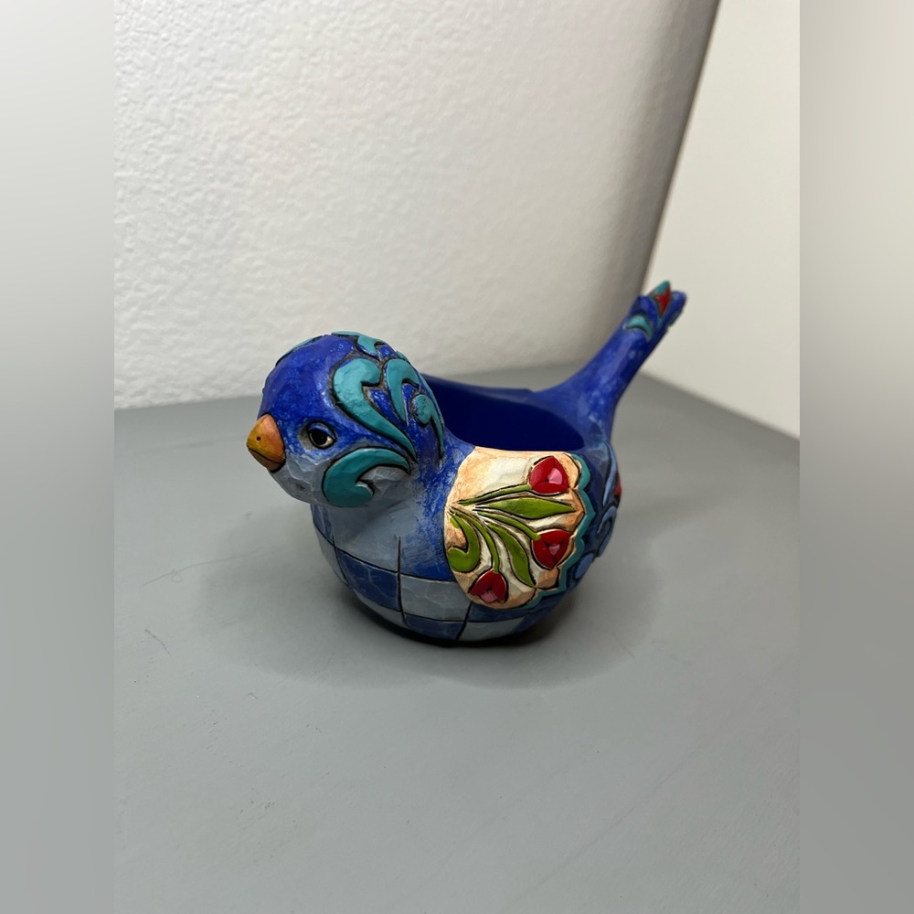 JIM SHORE Heartwood Creek Blue Bird Outdoor Tea Light Candle Holder 2009 4016367